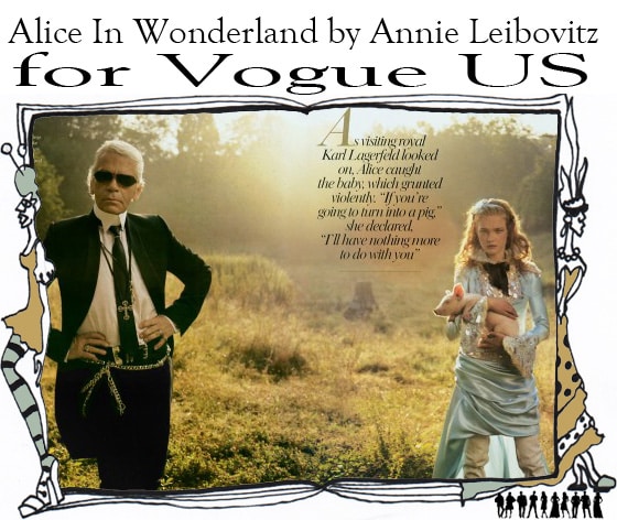 Karl Lagerfeld by photographer superstar Annie Leibovitz with model Natalia Vodianova for Vogue US December 2003