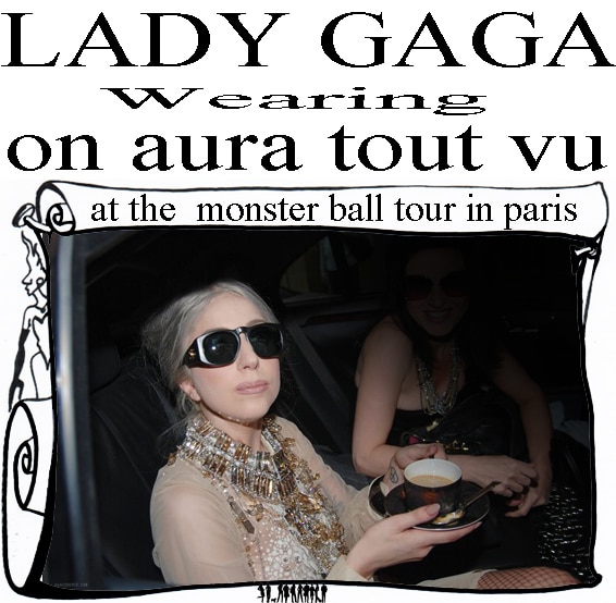 LADY GAGA WEARING ON AURA TOUT VU hAUTE COUTURE ENSAMBLE IN PARIS