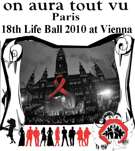 The Life Ball  on City Hall Square where aura dione wears on aura tout vu haute couture