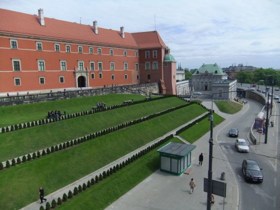 Varsovie, ville, herbe, vert, immeuble