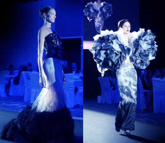 dress by on aura tout vu livia stoianova and yassen samouilov fashion show at United Arab Emirates