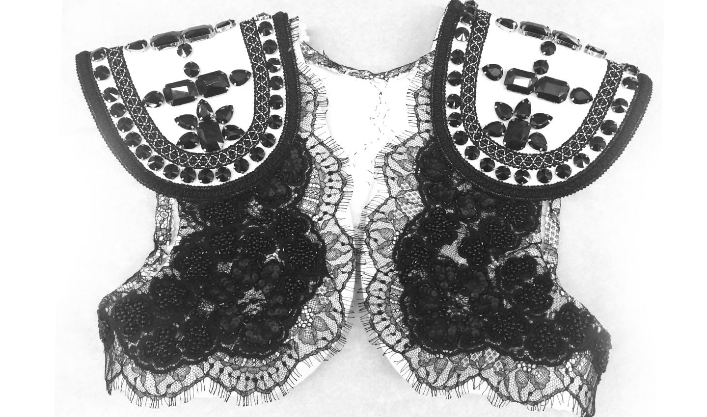 Bollero on aura tout vu for madonna black white lace crystal