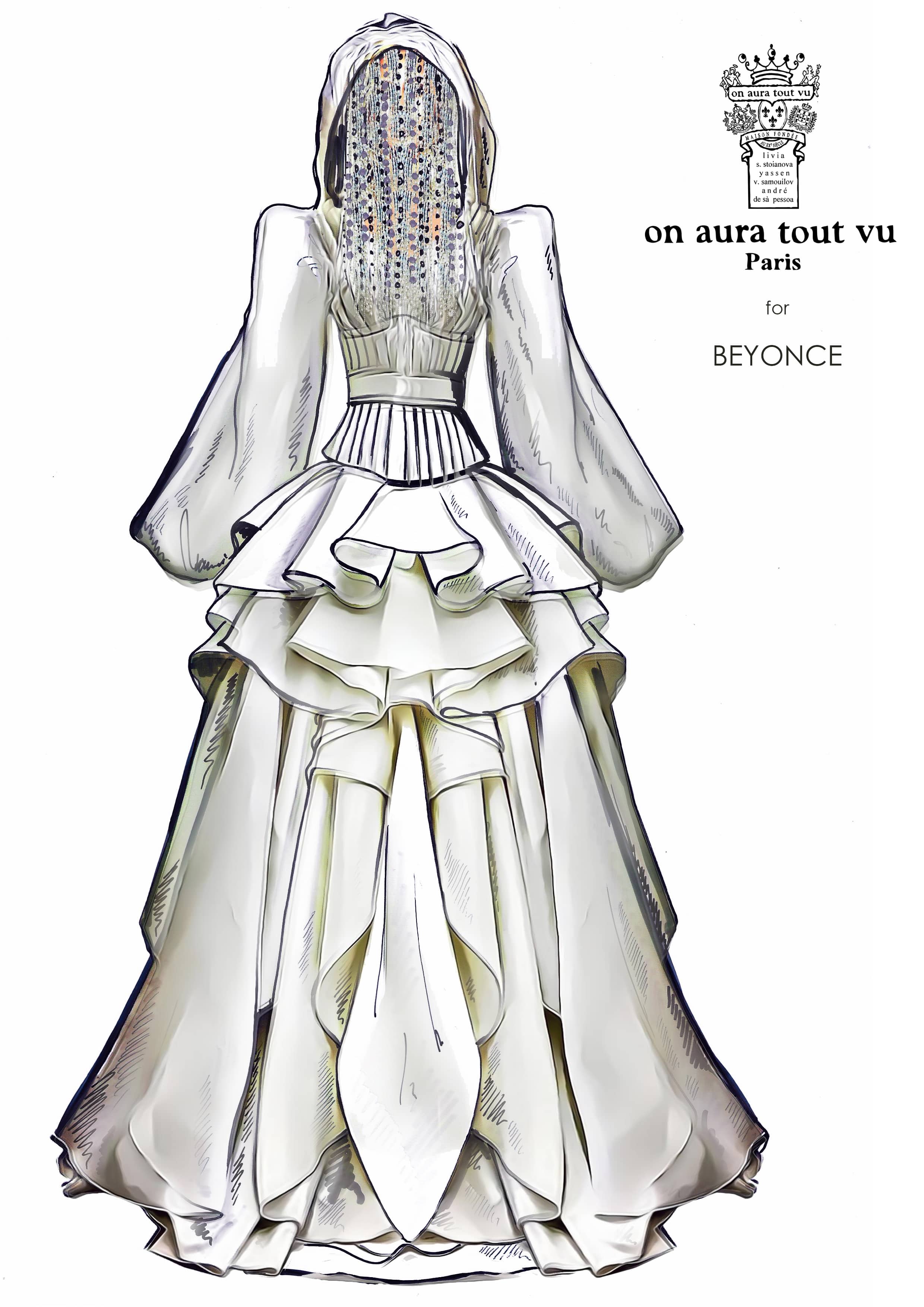 sketch for beyonce dress by on aura tout vu couture