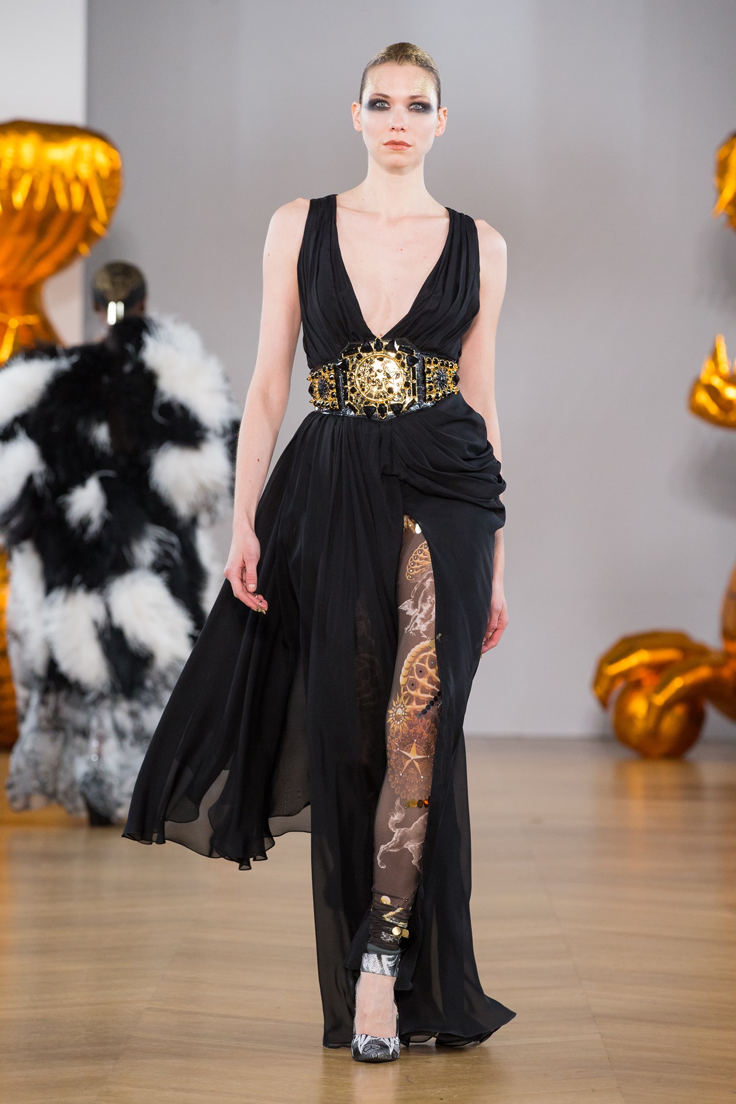 black silk shiffon dress by on aura tout vu 